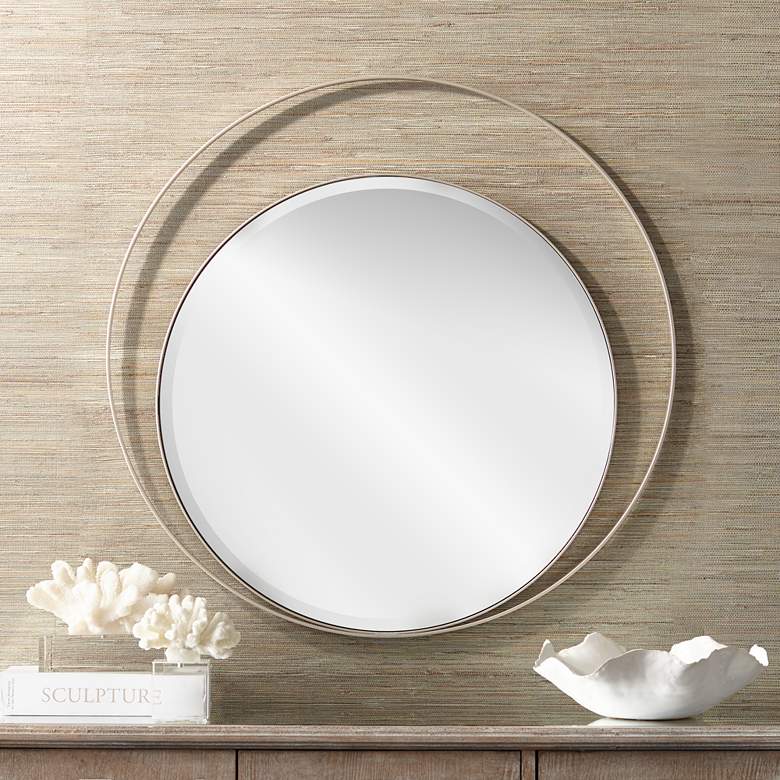 Image 1 Possini Euro Keri 31 1/2 inch Silver Asymmetrical Wall Mirror