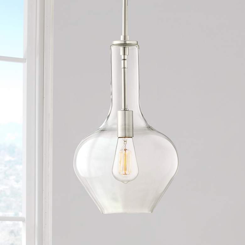 Image 1 Possini Euro Kerner 10" Wide Brushed Nickel Mini Pendant