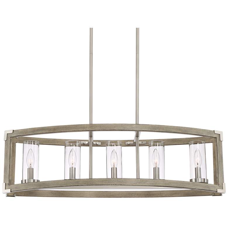 Image 3 Possini Euro Kerr 32 3/4" Wide Faux Wood Kitchen Island Chandelier