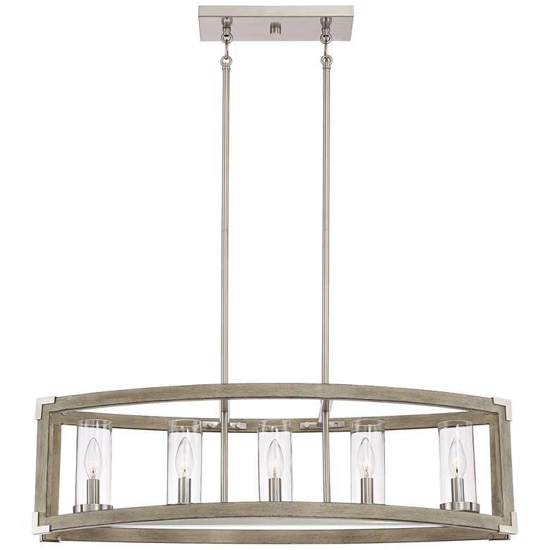 Image 4 Possini Euro Kerr 32 3/4" Wide Faux Wood Kitchen Island Chandelier more views