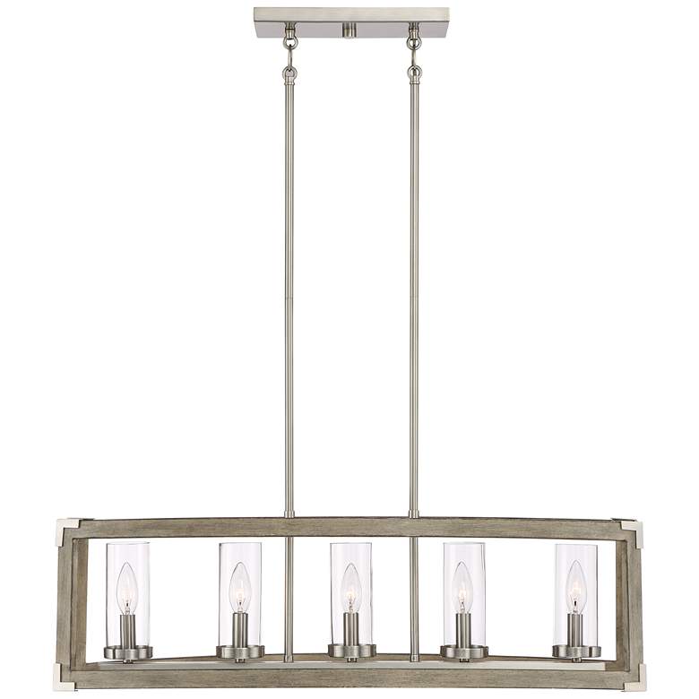 Image 5 Possini Euro Kerr 32 3/4" Wide Faux Wood Kitchen Island Chandelier more views