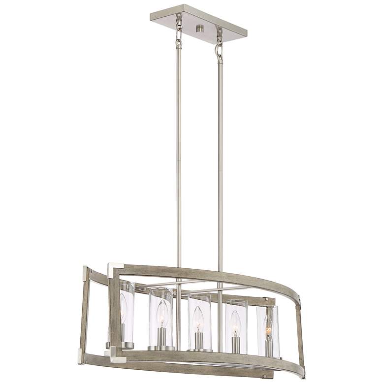 Image 6 Possini Euro Kerr 32 3/4" Wide Faux Wood Kitchen Island Chandelier more views