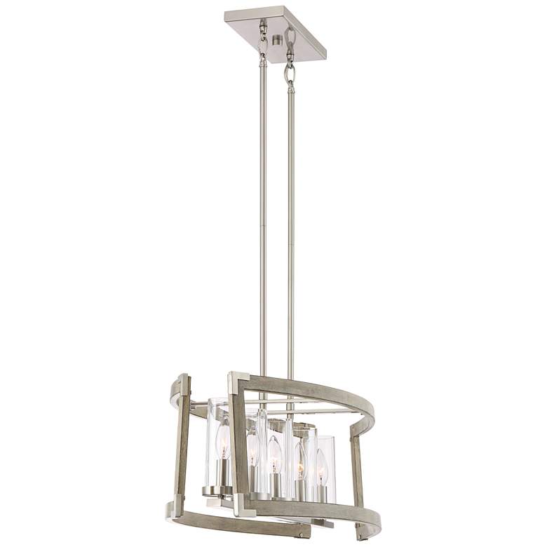 Image 7 Possini Euro Kerr 32 3/4" Wide Faux Wood Kitchen Island Chandelier more views