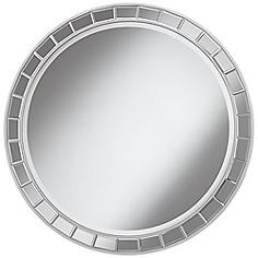 Possini Euro Kesha 36" Antique Silver Round Wall Mirror