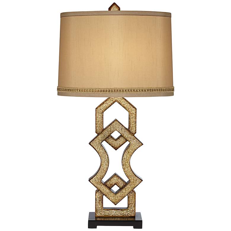 Image 1 Possini Euro Kesha Gold Table Lamp with Two Tone Braid Trim