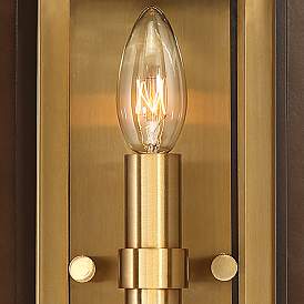 Image3 of Possini Euro Kie 14" Bronze Brass Rectangle Glass Outdoor Wall Light more views