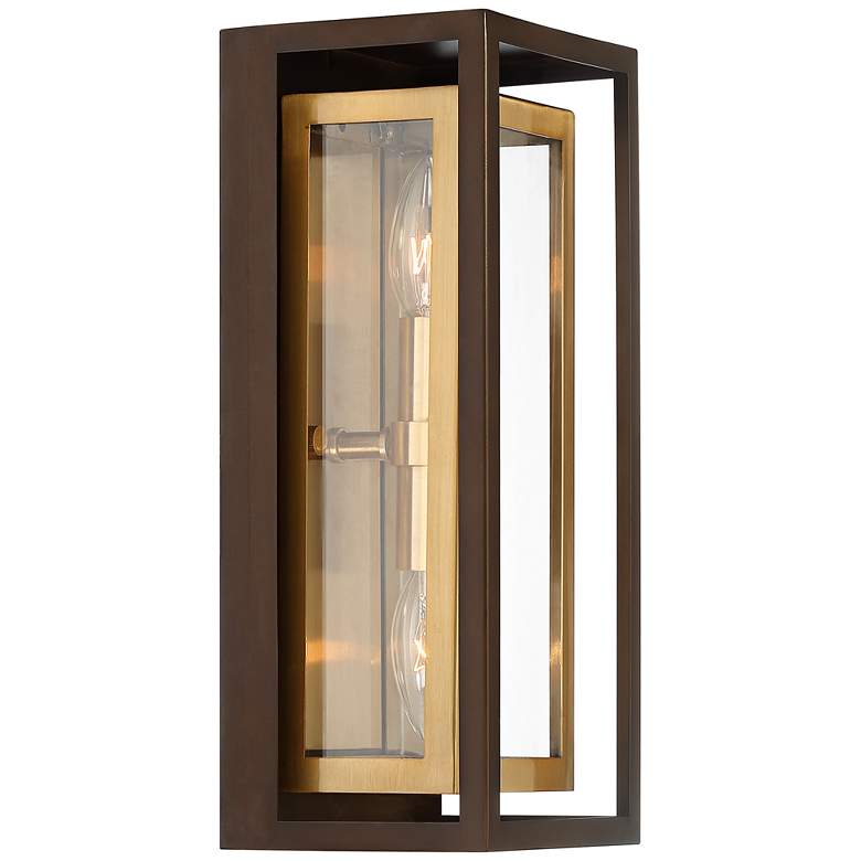 Image 5 Possini Euro Kie 14" Bronze Brass Rectangle Glass Outdoor Wall Light more views
