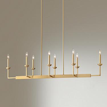Possini Euro Kime 50" Gold 8-Light Modern Trestle Linear Chandelier