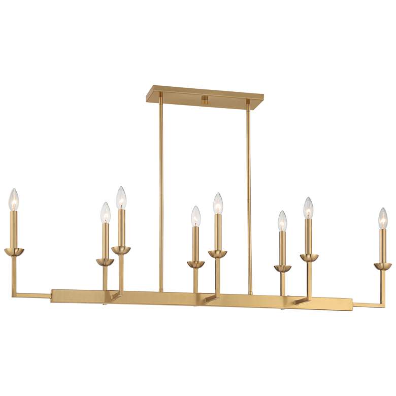 Image 3 Possini Euro Kime 50" Gold 8-Light Modern Trestle Linear Chandelier