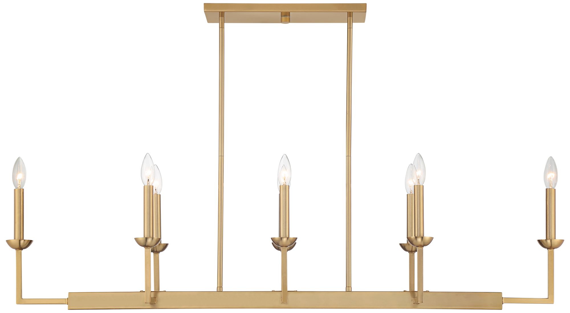 Possini Euro Kime 50" Gold 8-Light Modern Trestle Linear Chandelier in scene