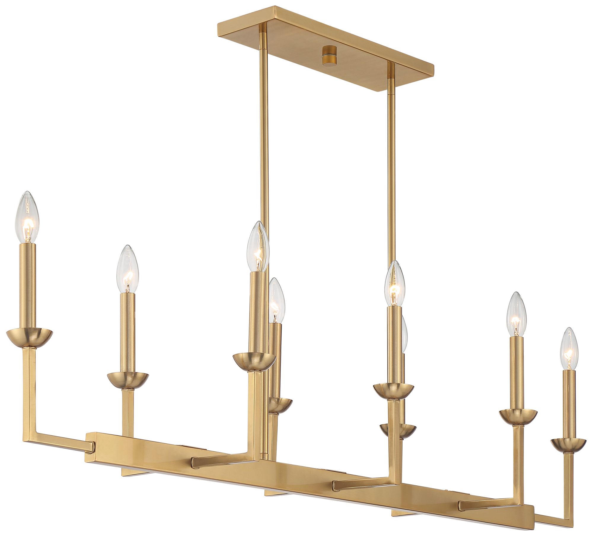 Possini Euro Kime 50" Gold 8-Light Modern Trestle Linear Chandelier in scene