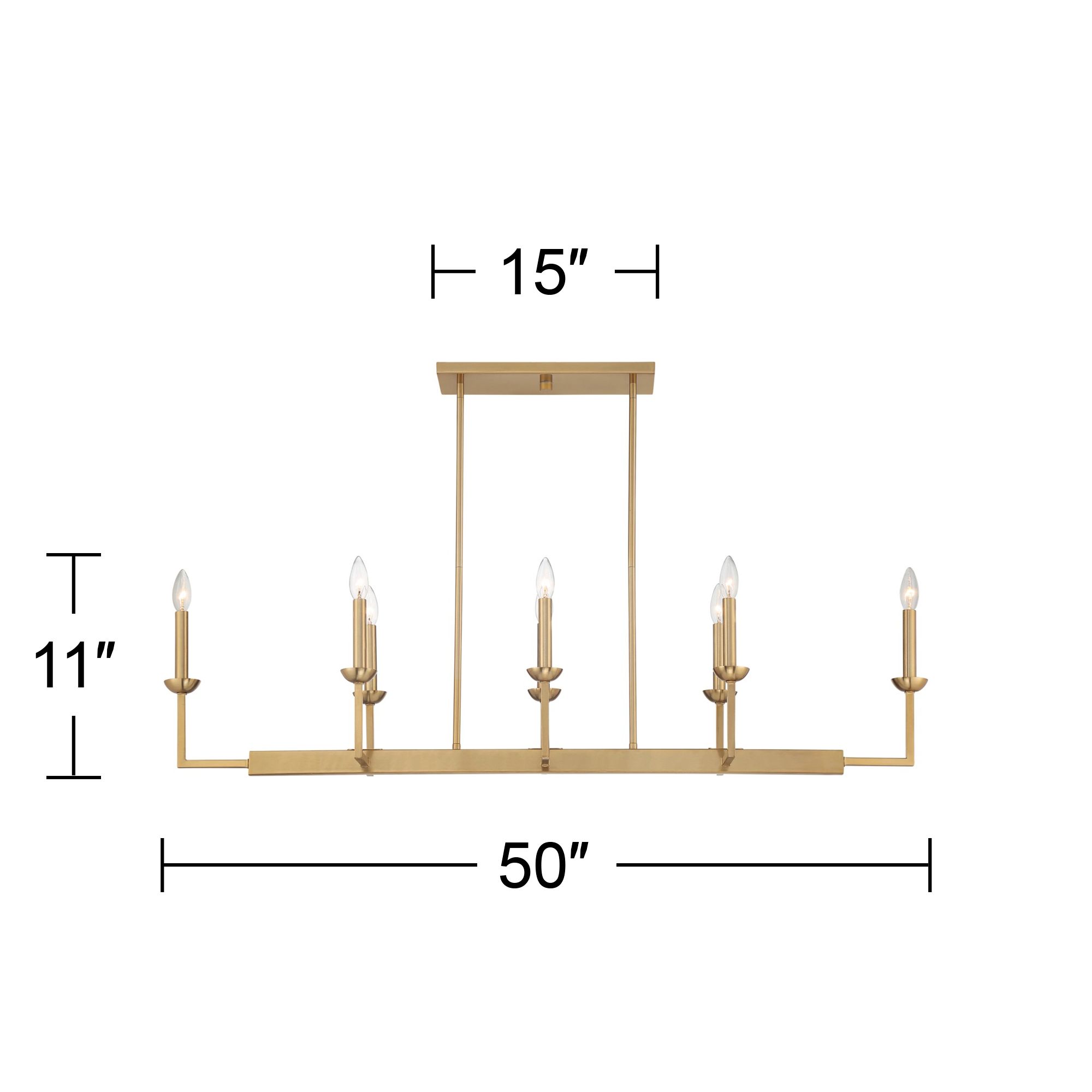 Possini Euro Kime 50" Gold 8-Light Modern Trestle Linear Chandelier in scene