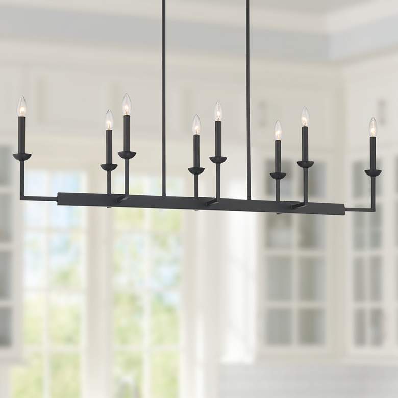 Image 1 Possini Euro Kime 50" Wide Black 8-Light Trestle Island Chandelier