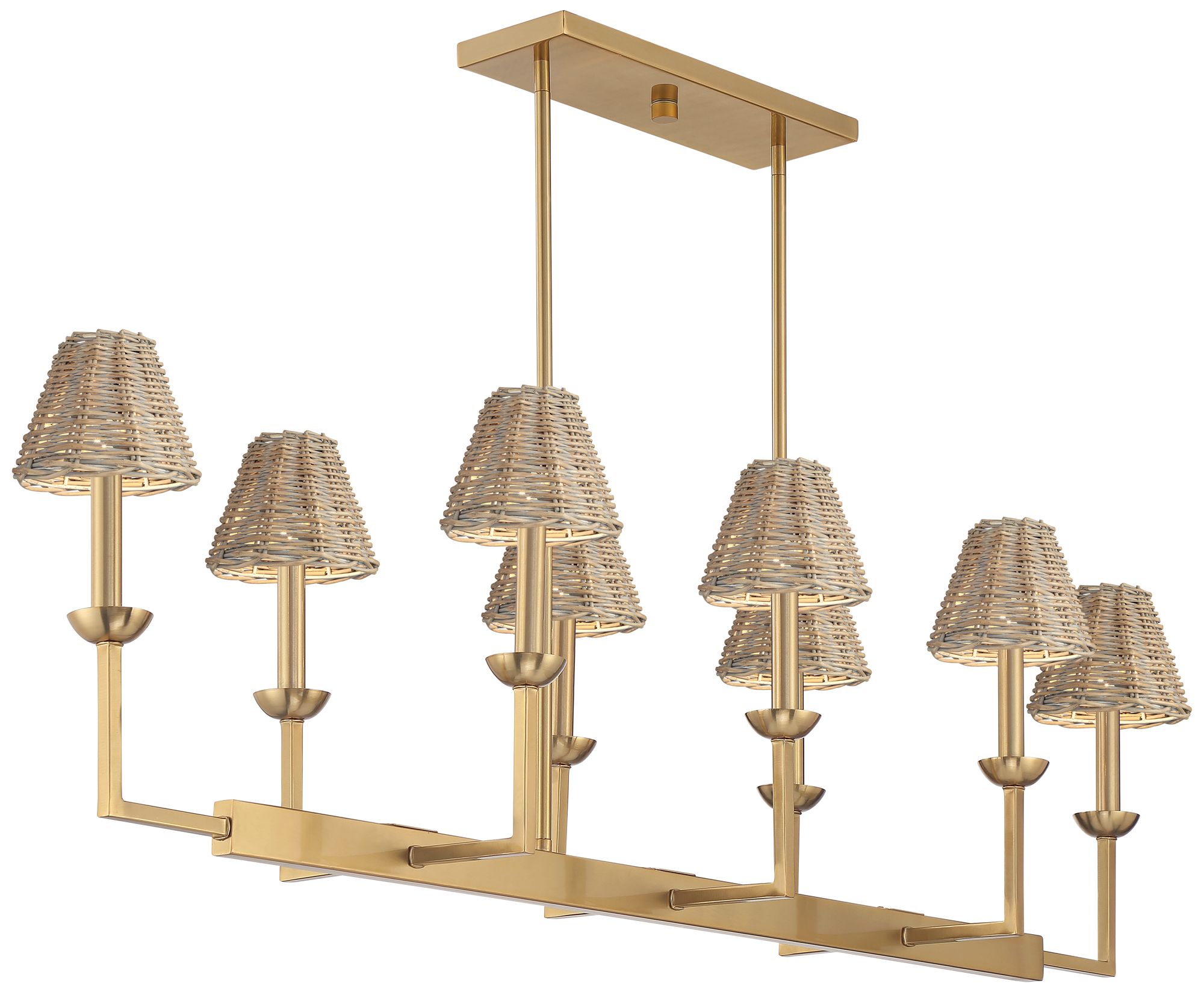 Image 4 Possini Euro Kime 50"W Gold 8-Light Island Chandelier w/ Wicker Shades more views