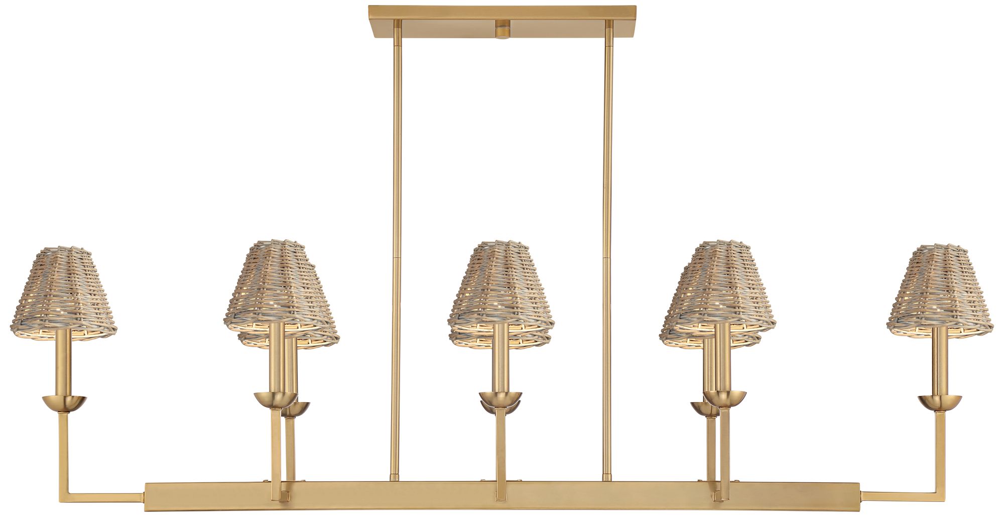 Image 5 Possini Euro Kime 50"W Gold 8-Light Island Chandelier w/ Wicker Shades more views