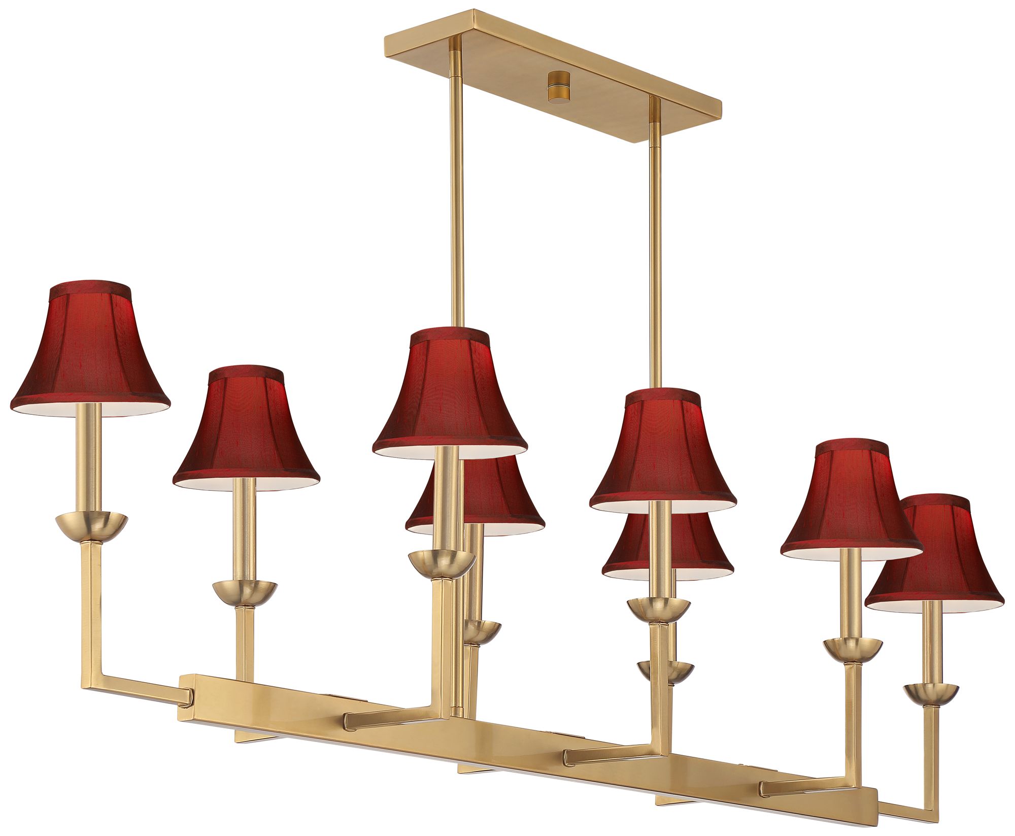 Image 4 Possini Euro Kime 50"W Gold 8-Light Island Chandelier with Red Shades more views