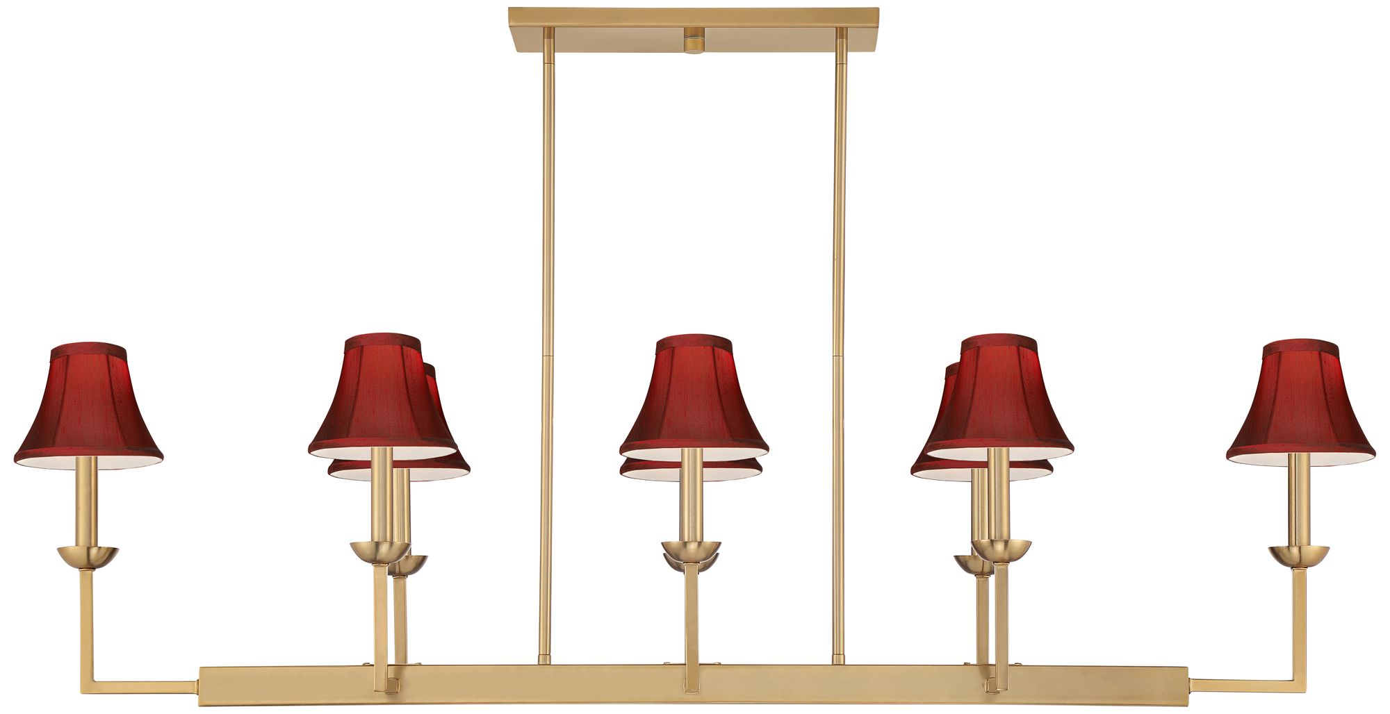 Image 5 Possini Euro Kime 50"W Gold 8-Light Island Chandelier with Red Shades more views