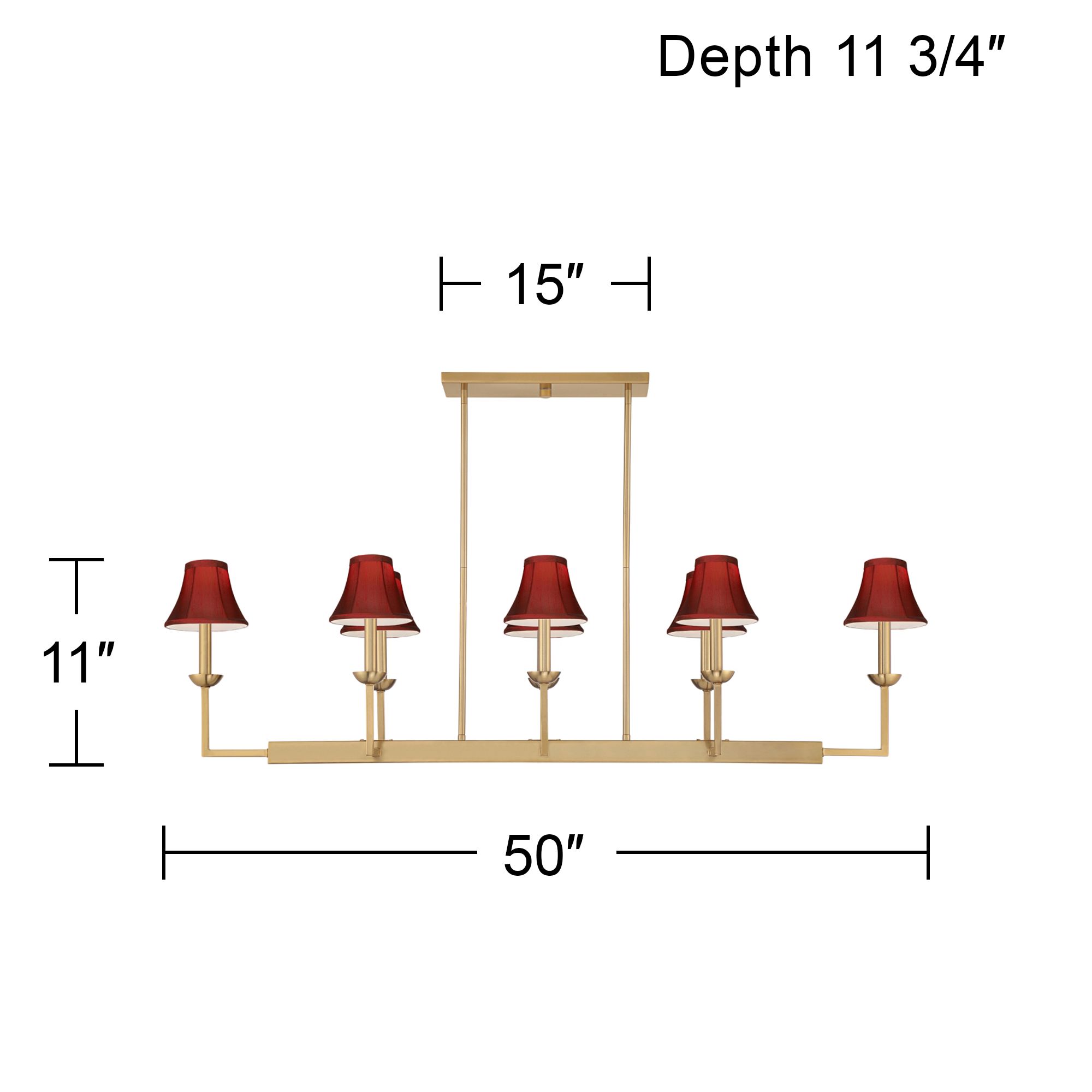 Image 6 Possini Euro Kime 50"W Gold 8-Light Island Chandelier with Red Shades more views