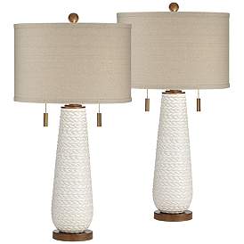 Image3 of Possini Euro Kingston 32 3/4" White Ceramic Table Lamps Set of 2