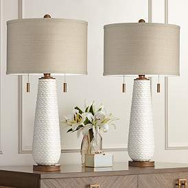 Image2 of Possini Euro Kingston 32 3/4" White Ceramic Table Lamps Set of 2