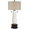 Possini Euro Kingston White Pull Chain Table Lamp With Black Round Riser