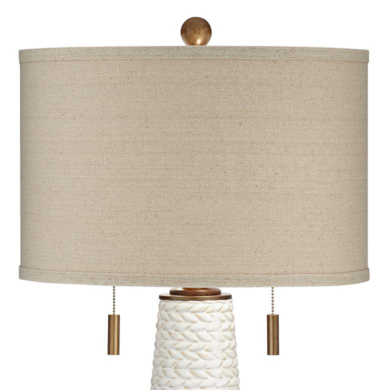 Image 3 Possini Euro Kingston White Pull Chain Table Lamp With Black Round Riser more views