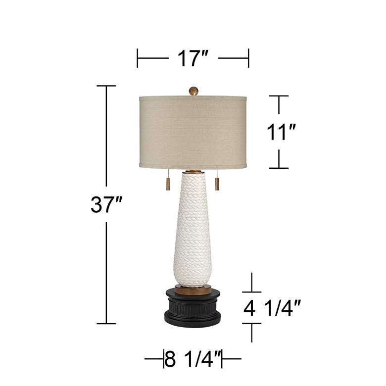 Image 7 Possini Euro Kingston White Pull Chain Table Lamp With Black Round Riser more views
