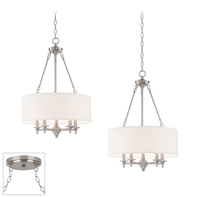 Image 1 Possini Euro Kinney Brushed Nickel 2-Light Swag Chandelier