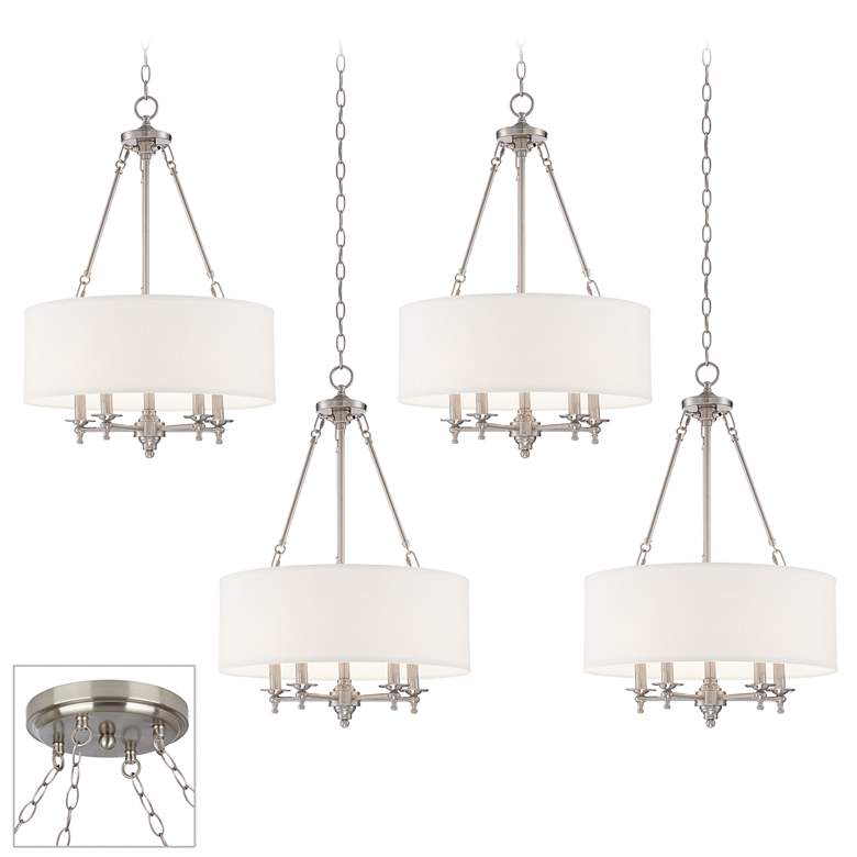 Image 1 Possini Euro Kinney Brushed Nickel 4-Light Swag Chandelier