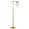Possini Euro Kinsey 67" Crystal Glass and Brass Downbridge Floor Lamp