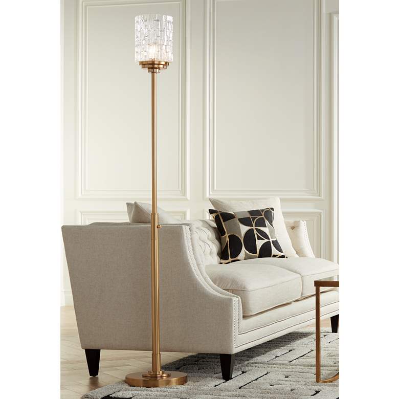 Image 2 Possini Euro Kinsey 72 1/2" Brass and Crystal Torchiere Floor Lamp