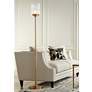 Possini Euro Kinsey 72 1/2" Brass and Crystal Torchiere Floor Lamp in scene