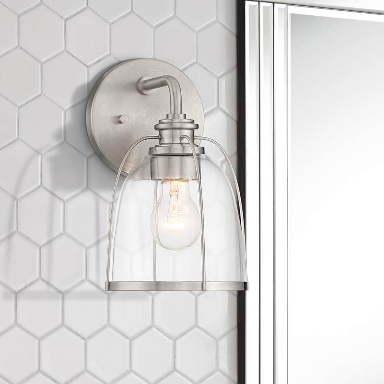 Image 1 Possini Euro Kiran 10 3/4" High Modern Brushed Nickel Wall Sconce