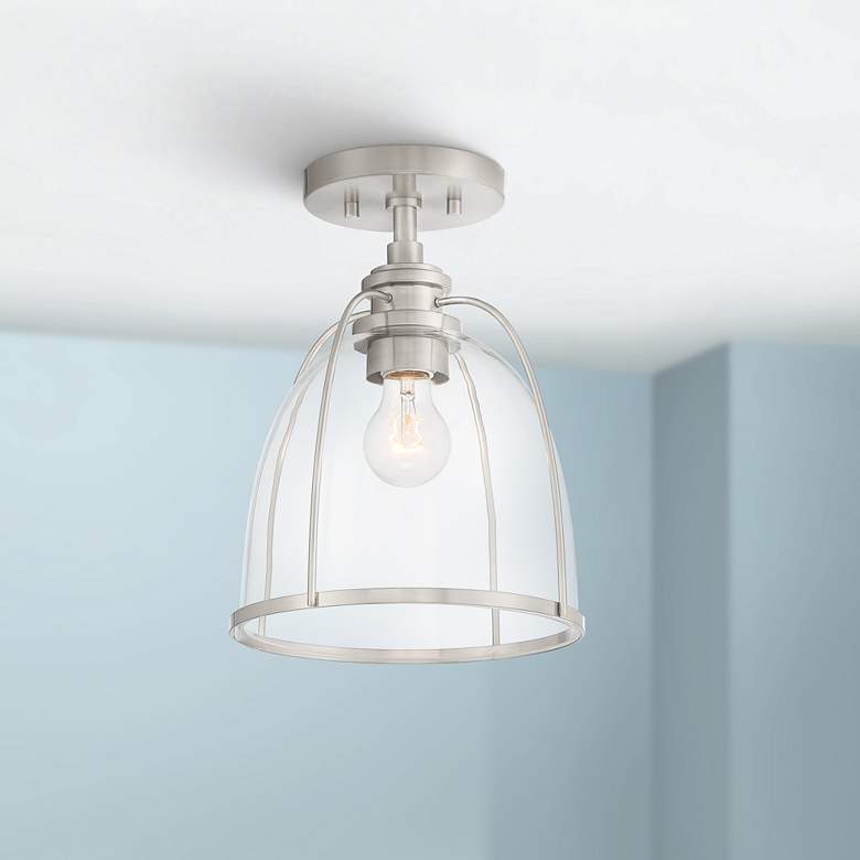 Image 1 Possini Euro Kiran 9 3/4" Wide Brushed Nickel Ceiling Light