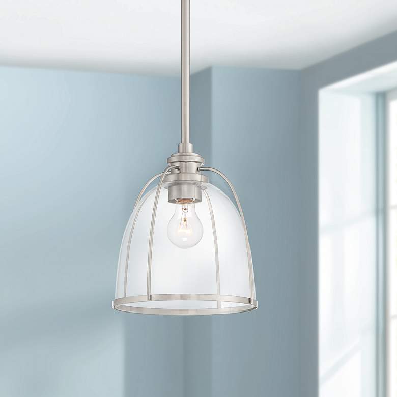 Image 1 Possini Euro Kiran 9 3/4 inchW Brushed Nickel Mini Pendant Light