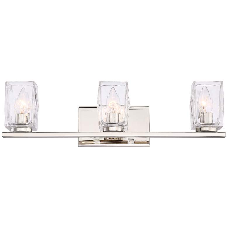 Image 2 Possini Euro Kitta 24 inchW Polished Nickel 3-Light Bath Light