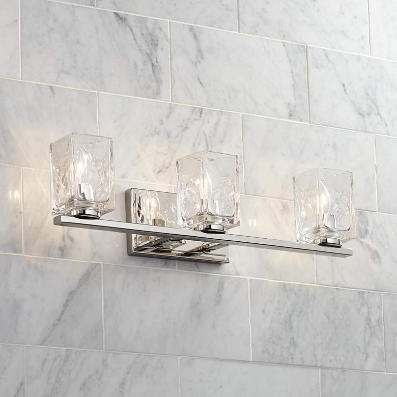 Image 1 Possini Euro Kitta 24 inchW Polished Nickel 3-Light Bath Light