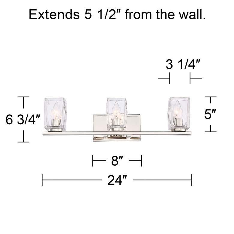 Image 6 Possini Euro Kitta 24 inchW Polished Nickel 3-Light Bath Light more views