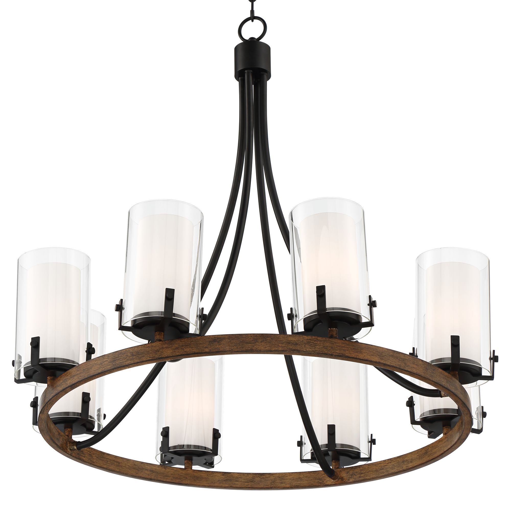 Image 6 Possini Euro Kiva 29 1/2"W Black Wood 8-Light Wagon Wheel Chandelier more views