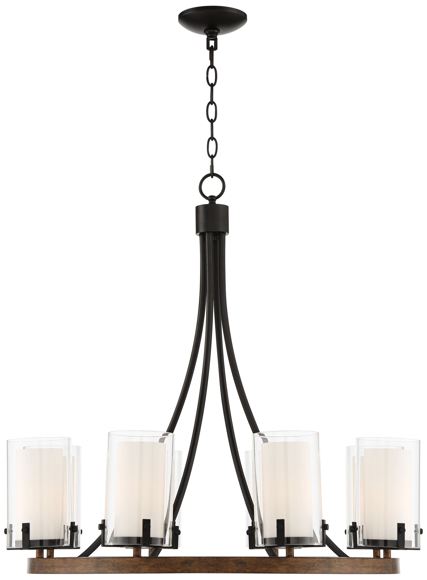 Image 7 Possini Euro Kiva 29 1/2"W Black Wood 8-Light Wagon Wheel Chandelier more views