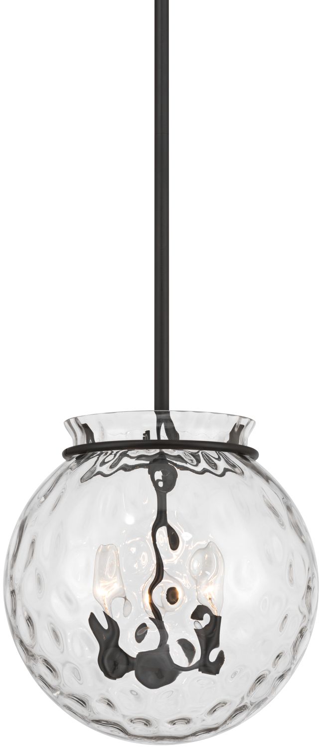 Image 2 Possini Euro Kodi 12" Wide Bronze Hammered Glass 3-Light Pendant Light