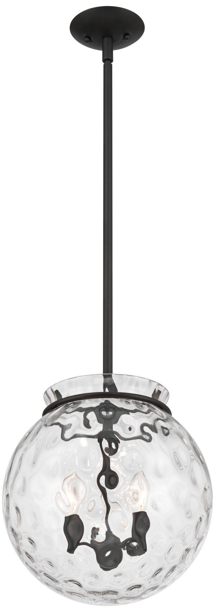 Possini Euro Kodi 12" Wide Bronze Hammered Glass 3-Light Pendant Light