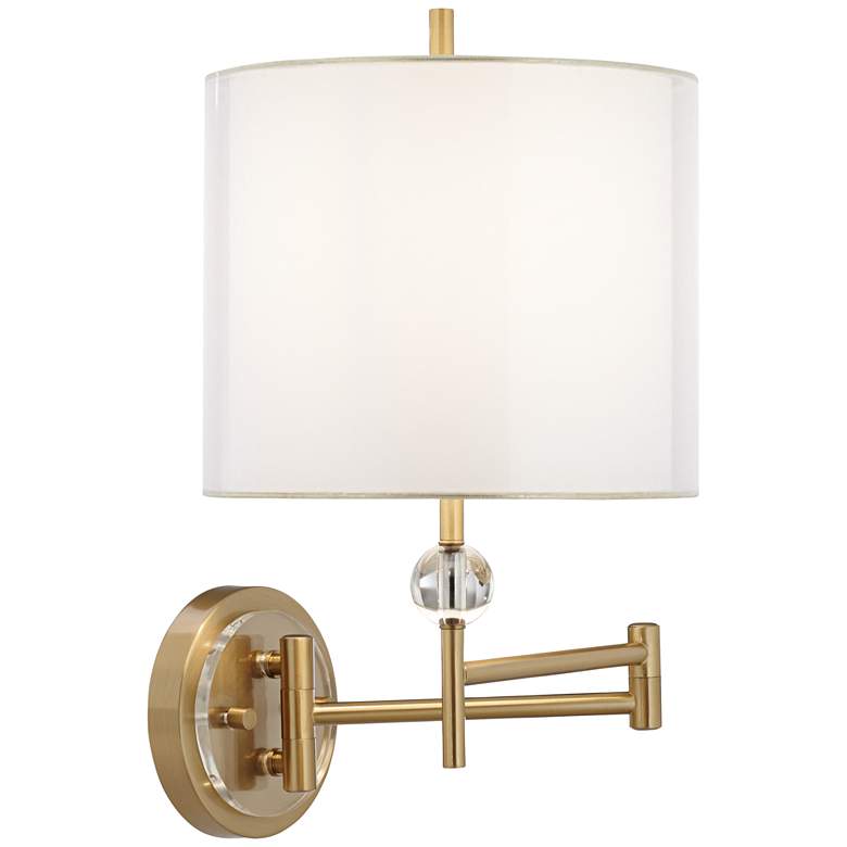 Image 7 Possini Euro Kohle Brass Swing Arm Plug-In Wall Lamp with Cord Cover more views