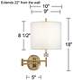 Possini Euro Kohle Brass Swing Arm Plug-In Wall Lamp with Cord Cover in scene