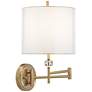 5_Possini Euro Kohle Brass Swing Arm Plug-In Wall Lamp with Cord Cover more views