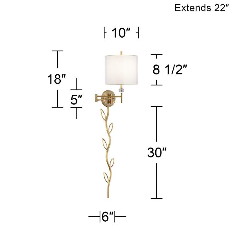 Image 7 Possini Euro Kohle Brass Swing Arm Plug-In Wall Lamp with Cord Cover more views