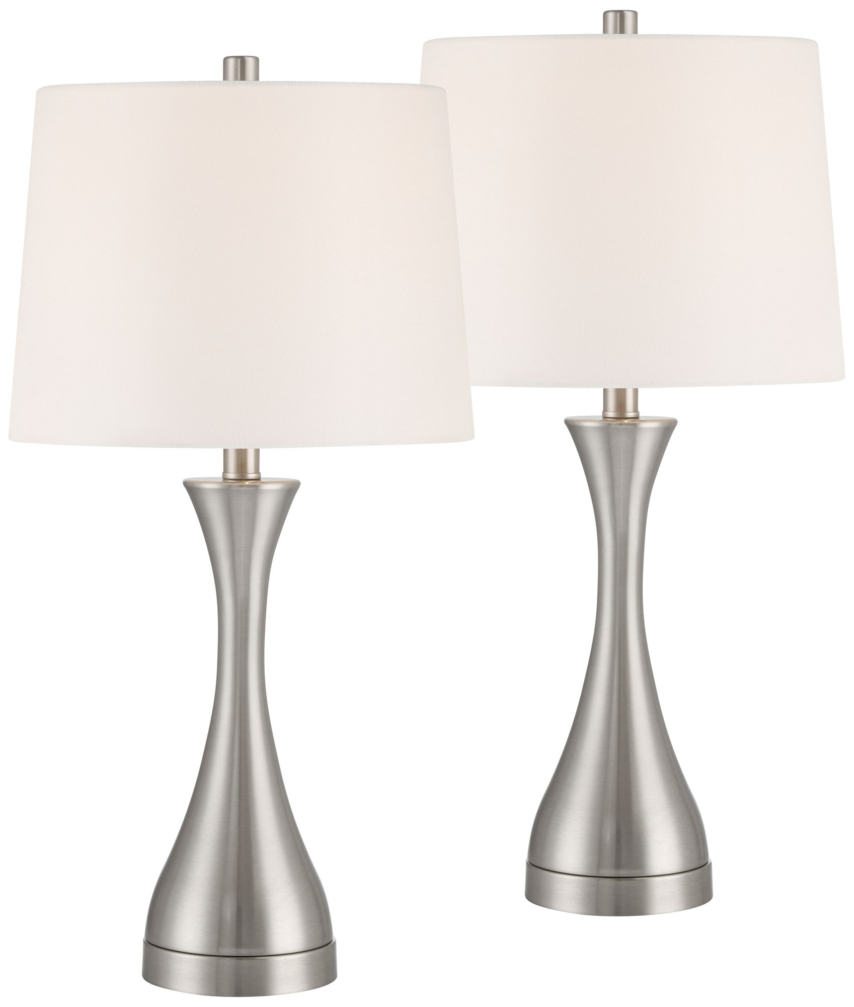 Image 3 Possini Euro Koncave 24 1/2" Modern Nickel Table Lamps Set of 2