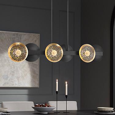 Possini Euro Kora 48" Black and Gold 6-Light LED Linear Island Pendant
