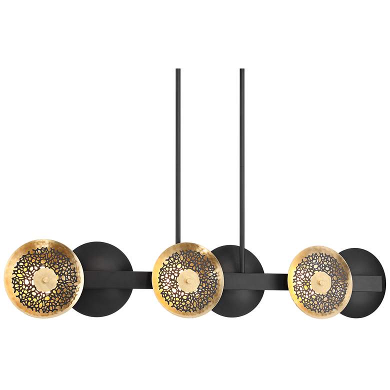 Image 3 Possini Euro Kora 48" Black and Gold 6-Light LED Linear Island Pendant