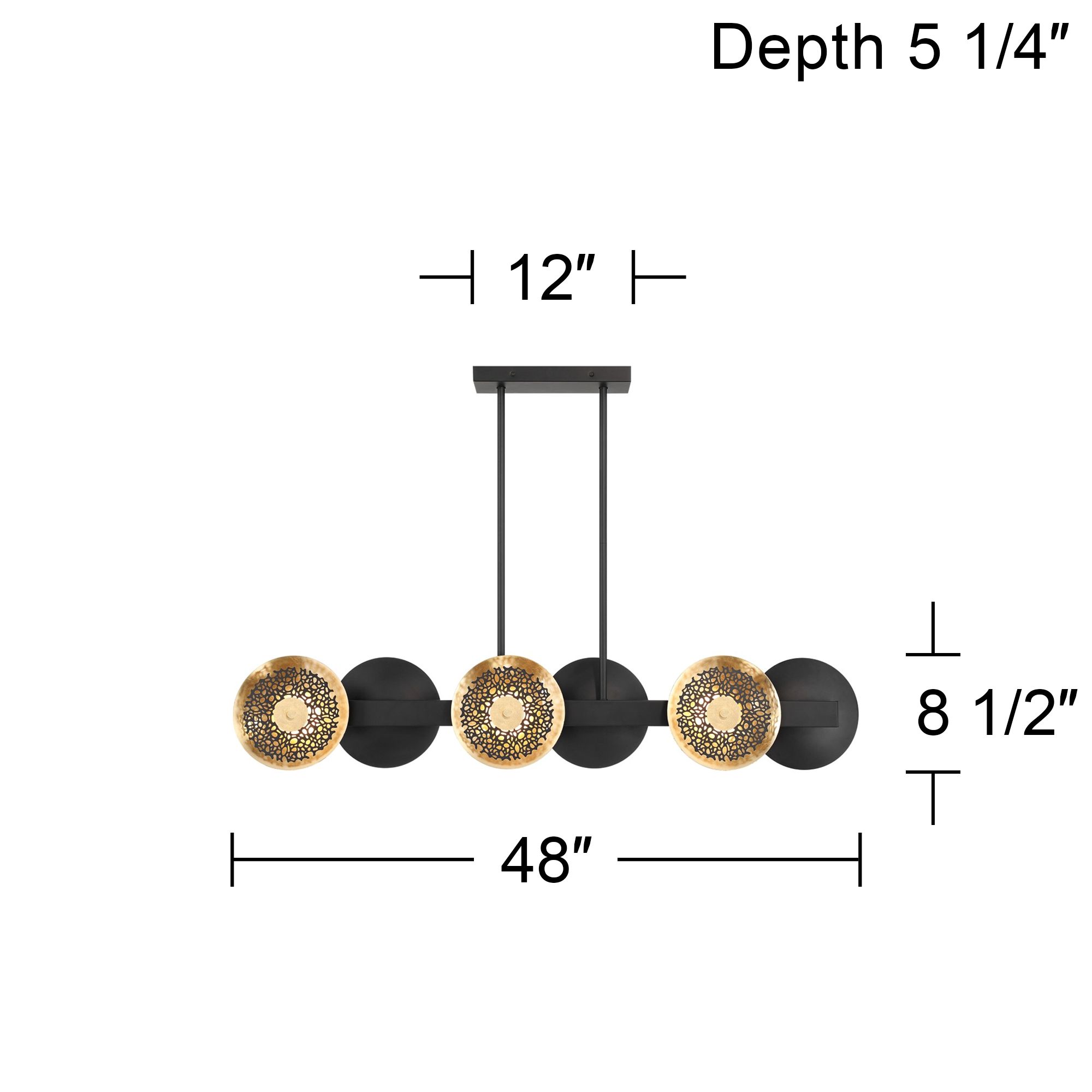 Watch A Video About the Kora Black and Gold 6 Light LED Linear Island Pendant